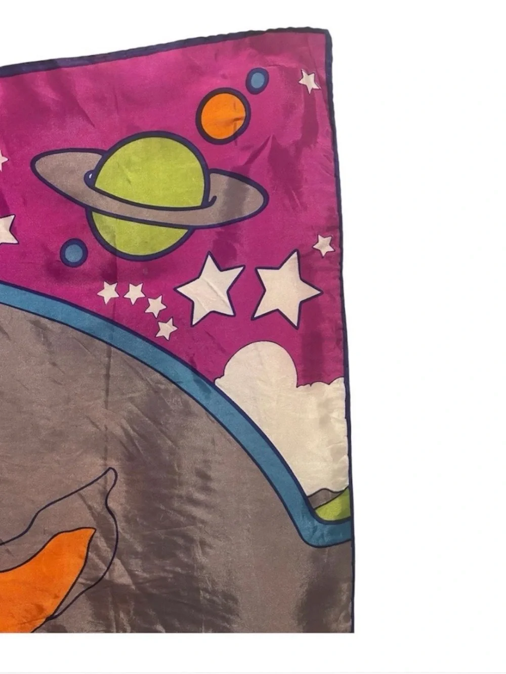Vintage 60’s-70’s peter max Psychedelic “Cosmic Jumper” Silk Scarf - Picture 3 of 8